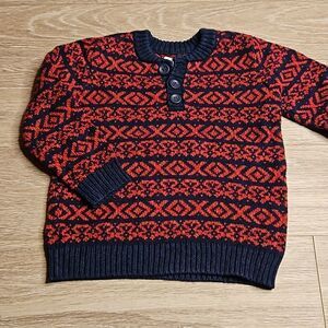 Tea collection, pullover sweater, red and navy, size small (4-5)